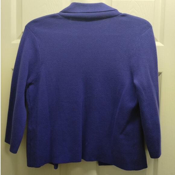 Chico's Size 1 (Medium) Blue Sara Structured Open Front Blazer Style Cardigan - Picture 2 of 5